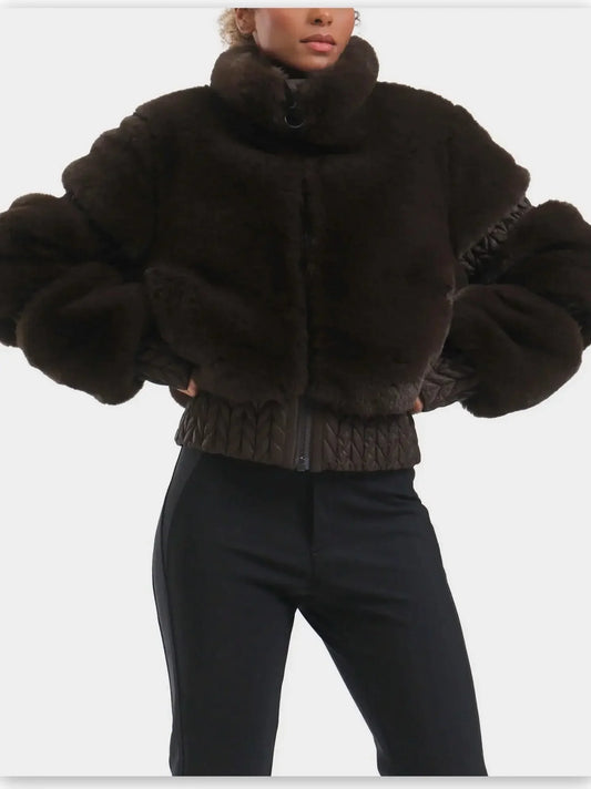 High-Pile Thick Fleece Paneled Ski Jacket - Jackets