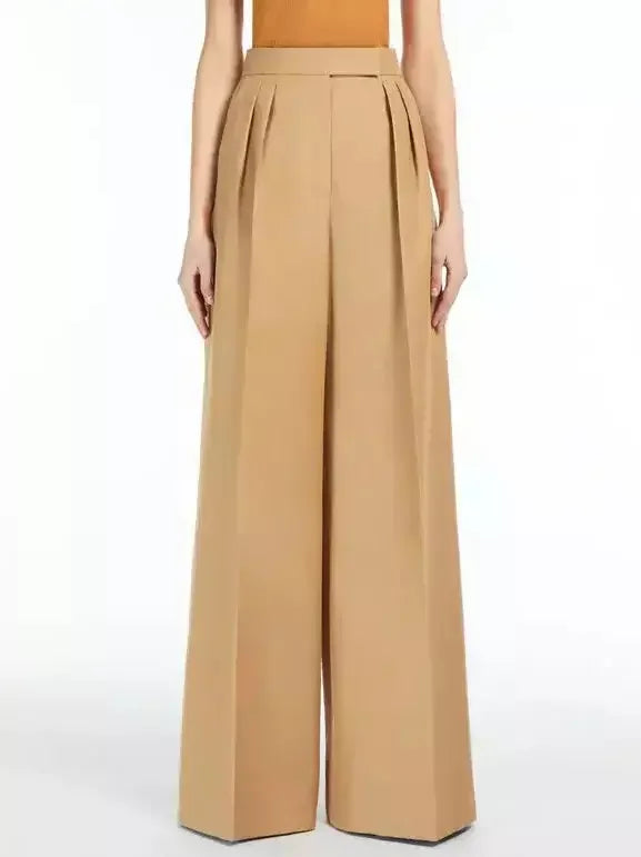 High-Waist Pleated Wide-Leg Pants - Jeans & Pants