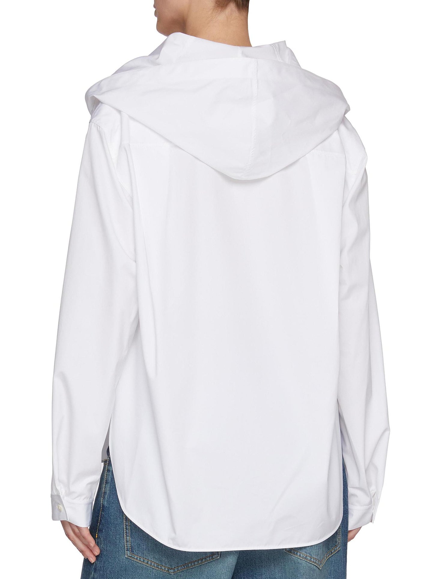 Hooded Cotton-Poplin White Shirt displayed on a neutral background showcasing its design