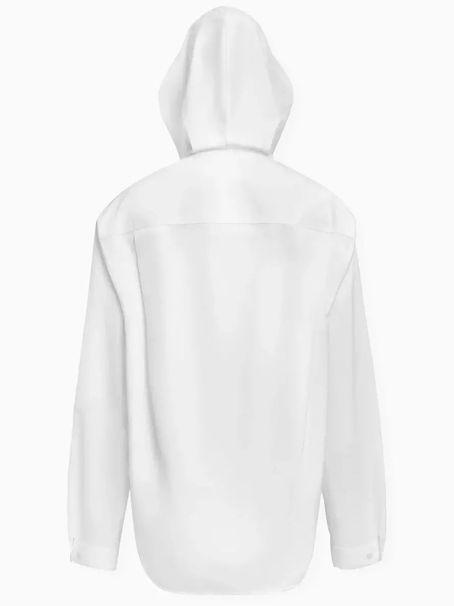 Hooded Cotton-Poplin White Shirt showcasing a stylish white hooded sweatshirt design