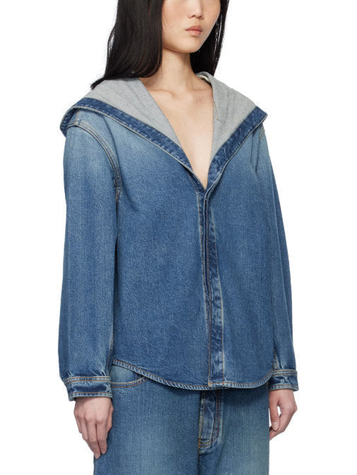 Hooded Denim Shirt Jacket - Jackets