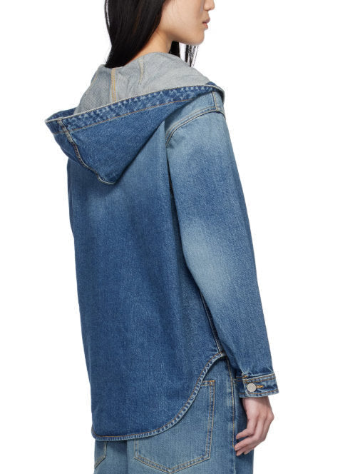 Hooded Denim Shirt Jacket - Jackets