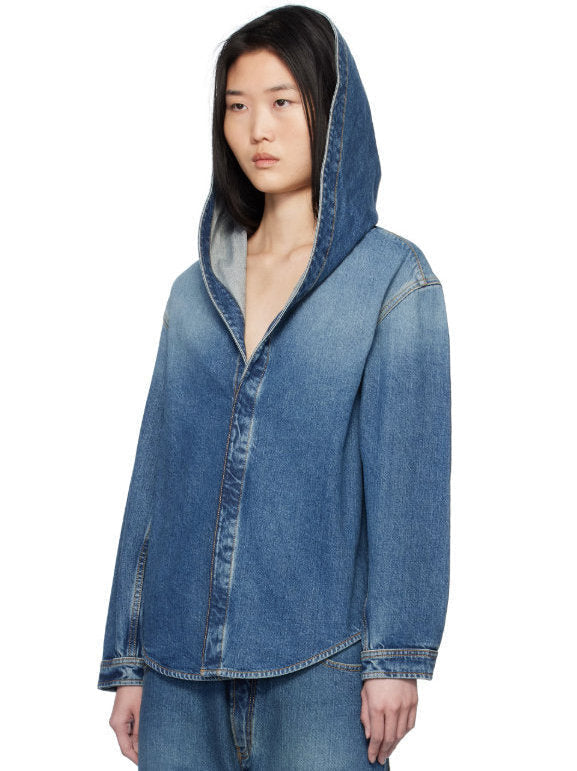 Hooded Denim Shirt Jacket - Jackets
