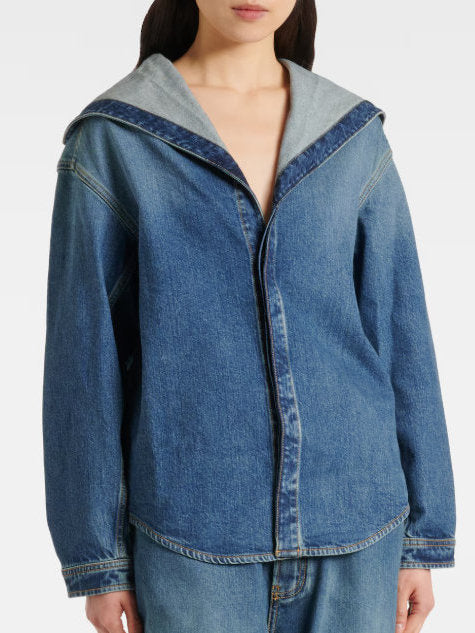 Hooded Denim Shirt Jacket - Jackets