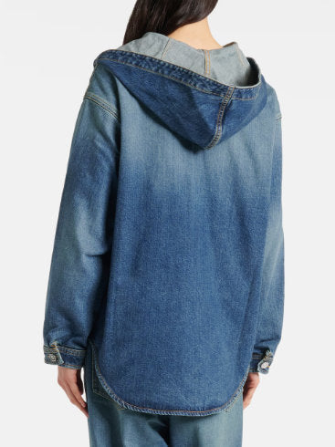 Hooded Denim Shirt Jacket - Jackets