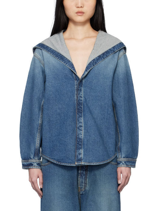 Hooded Denim Shirt Jacket - Jackets
