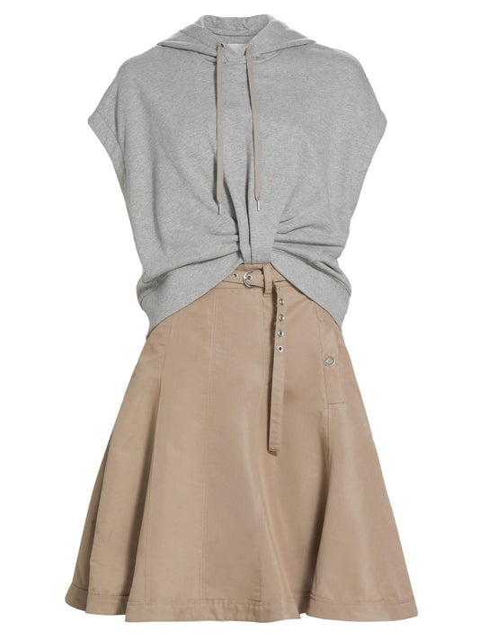 Hooded Sleeveless Sweatshirt Combo Dress - Dresses