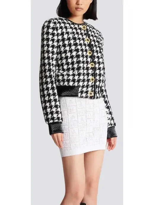 Houndstooth Tweed Jacket - Jackets