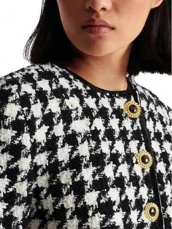 Houndstooth Tweed Jacket - Jackets