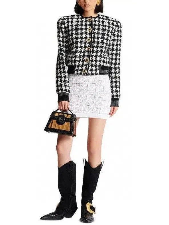 Houndstooth Tweed Jacket - Jackets
