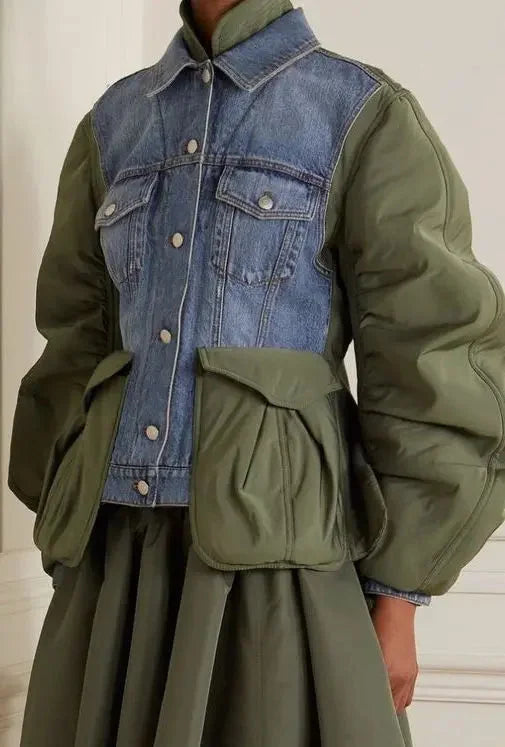 Hybrid Denim Jacket with Nylon Inserts - Jackets