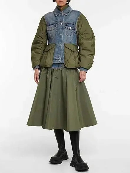 Hybrid Denim Jacket with Nylon Inserts - Jackets