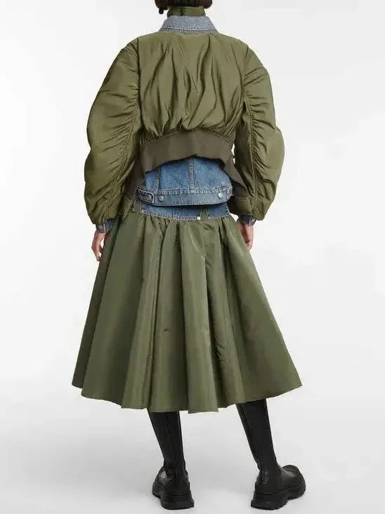 Hybrid Denim Jacket with Nylon Inserts - Jackets