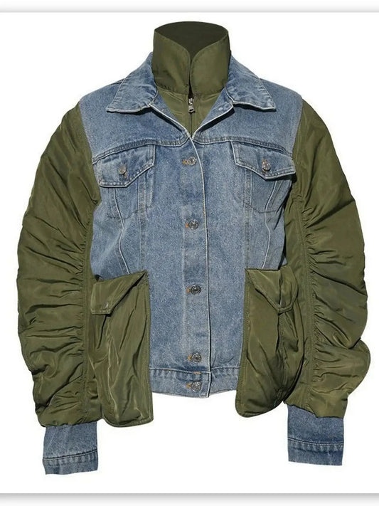 Hybrid Denim Jacket with Nylon Inserts - Jackets