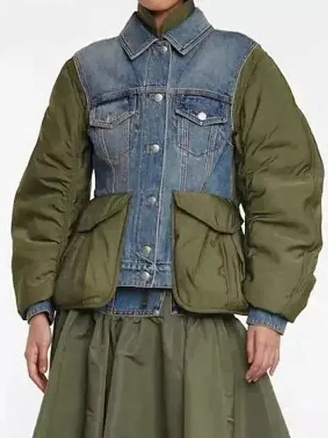 Hybrid Denim Jacket with Nylon Inserts - Jackets