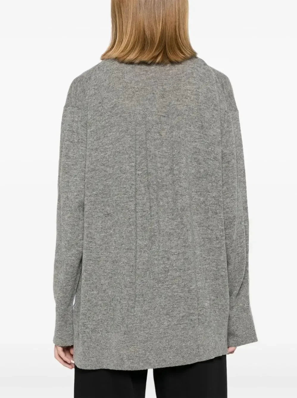 Hybrid Layered Sweater Shirt in White and Gray - Tops