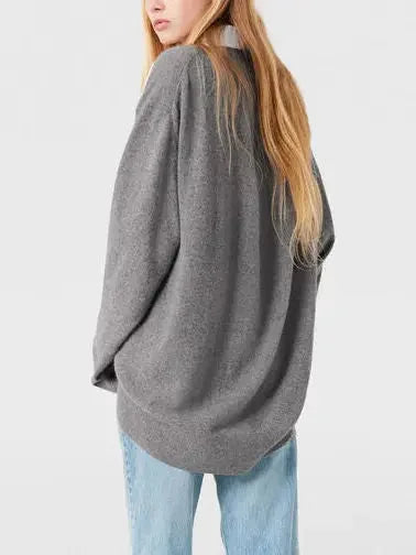Hybrid Layered Sweater Shirt in White and Gray - Tops