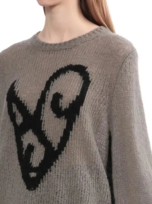 Intarsia Graphic Sweater with Plaid Detail - Sweaters & Knitwear