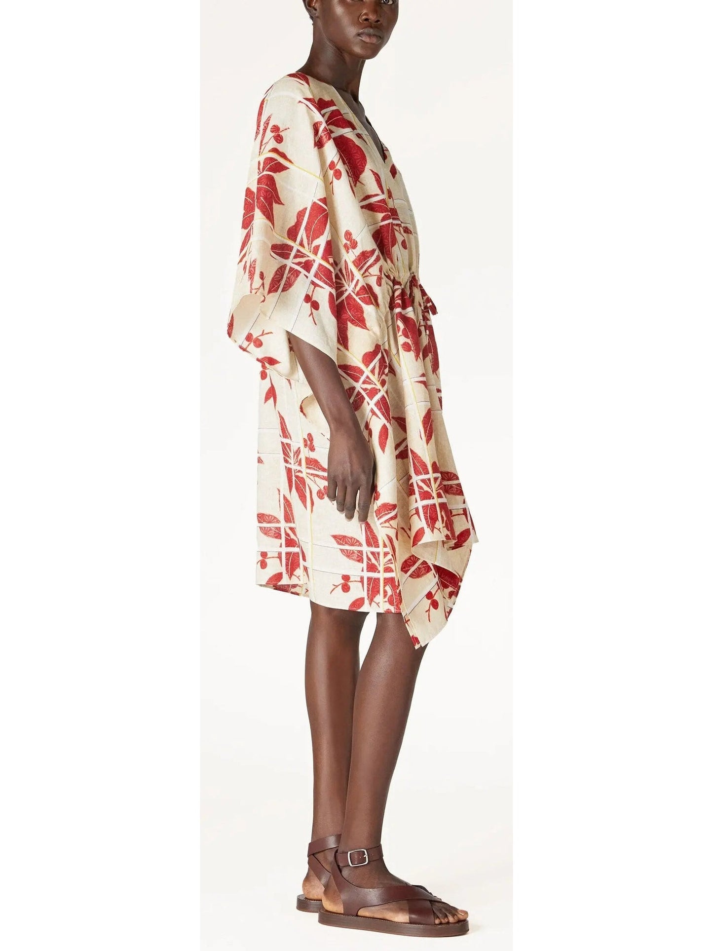 Japanese Hibiscus Print Kimono Dress - Dresses