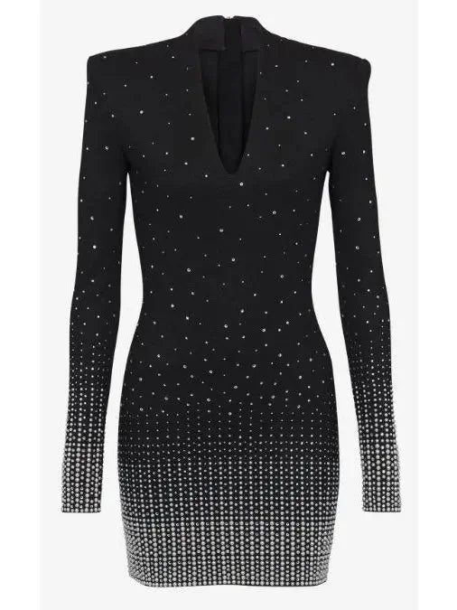 Knit Dress with Pearl and Crystal Embroidery - Dresses