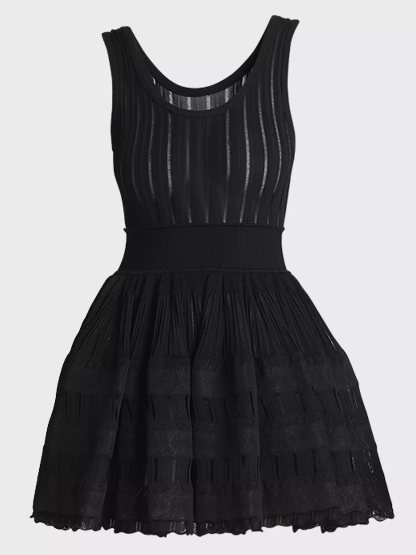 Sleeveless black Knit Fit and Flare Skater Tank Dress for stylish summer outings