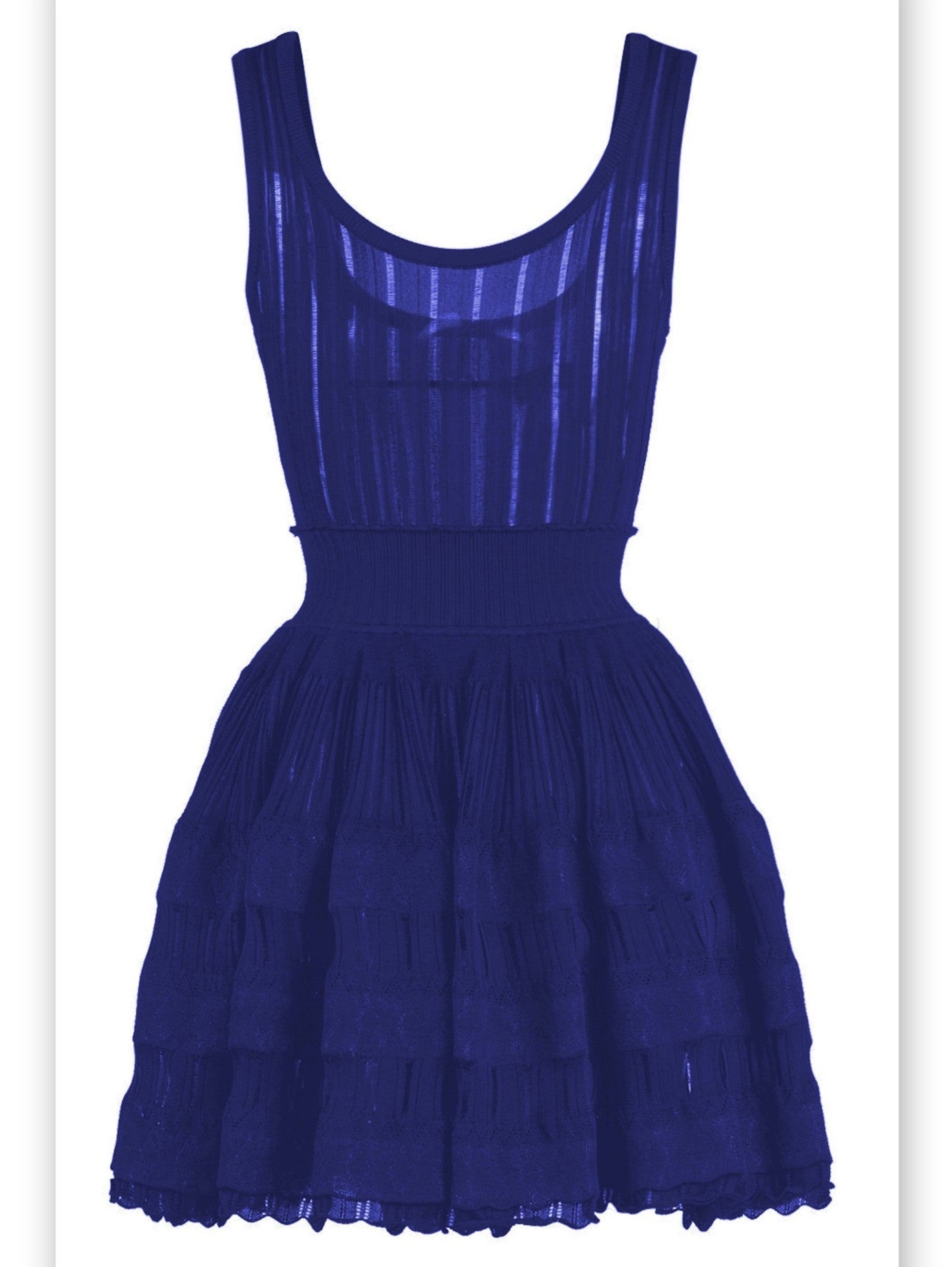 Blue Knit Fit and Flare Skater Tank Dress showcasing a stylish mini design