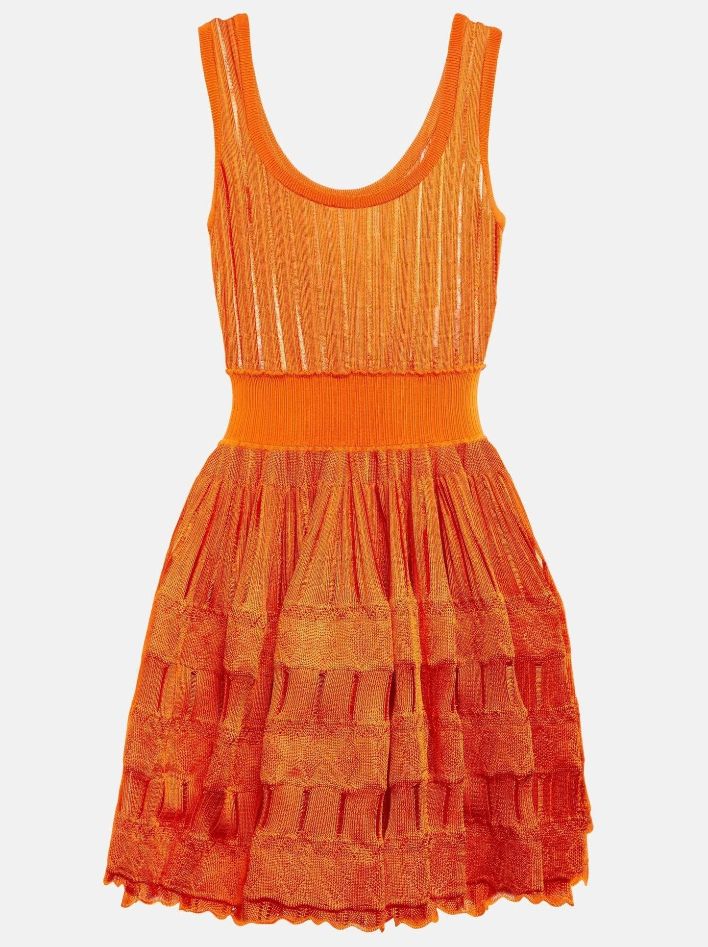 Knit Fit and Flare Skater Tank Dress in Orange - Dresses