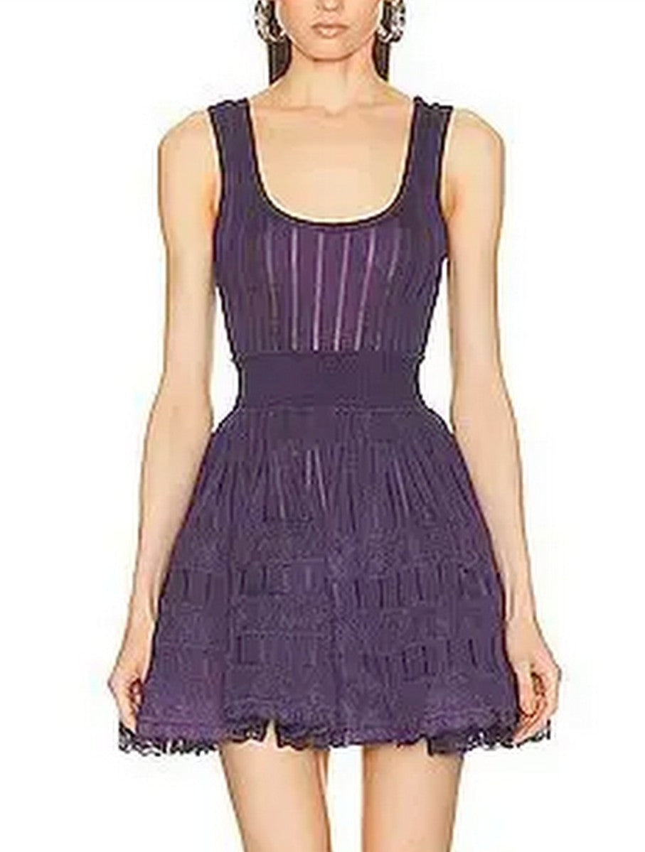 Purple Knit Fit and Flare Skater Tank Dress showcasing stylish design and comfortable fit