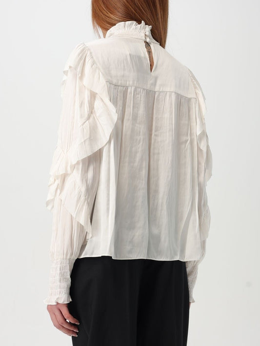 Lace and Ruffle Long-Sleeve Blouse - Tops