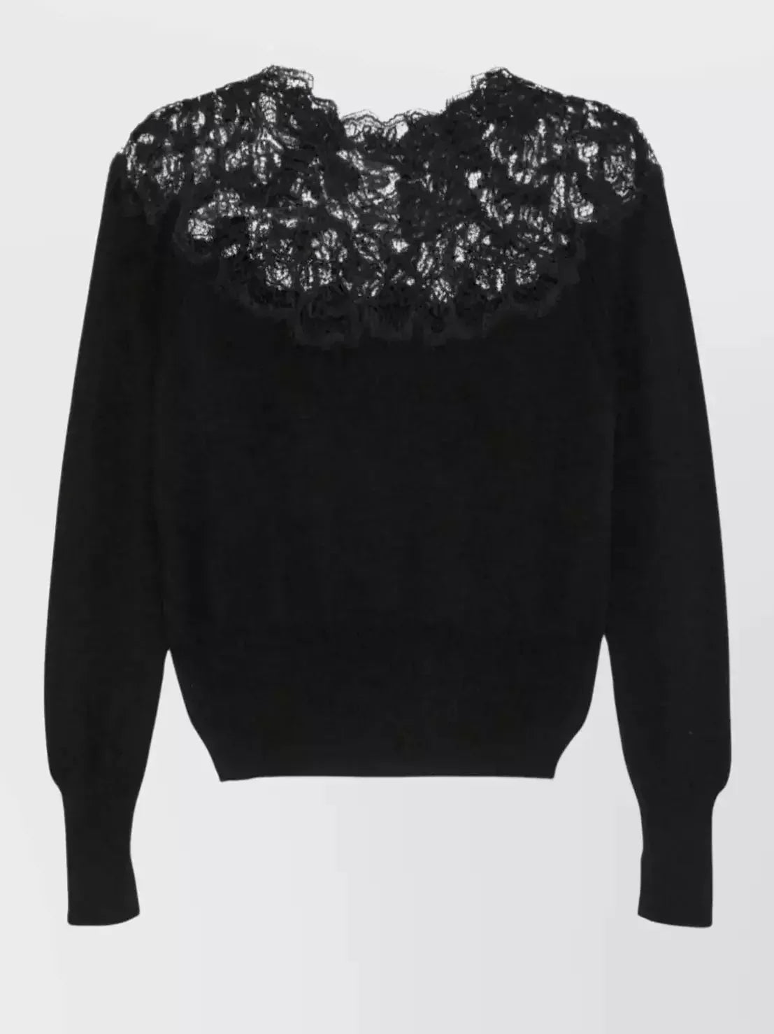 Lace Embroidered Cashmere Sweater in Black - Sweaters & Knitwear