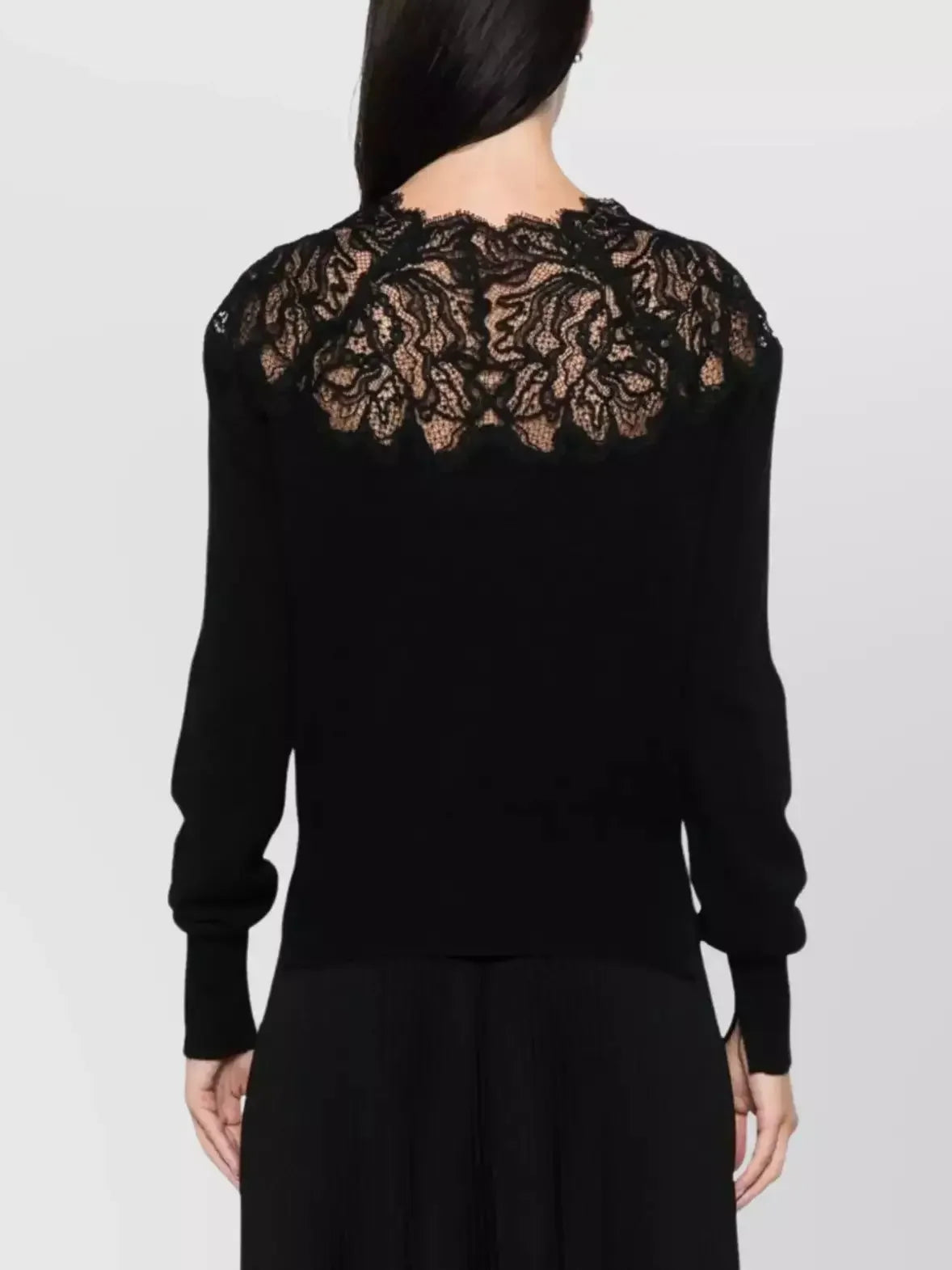 Lace Embroidered Cashmere Sweater in Black - Sweaters & Knitwear