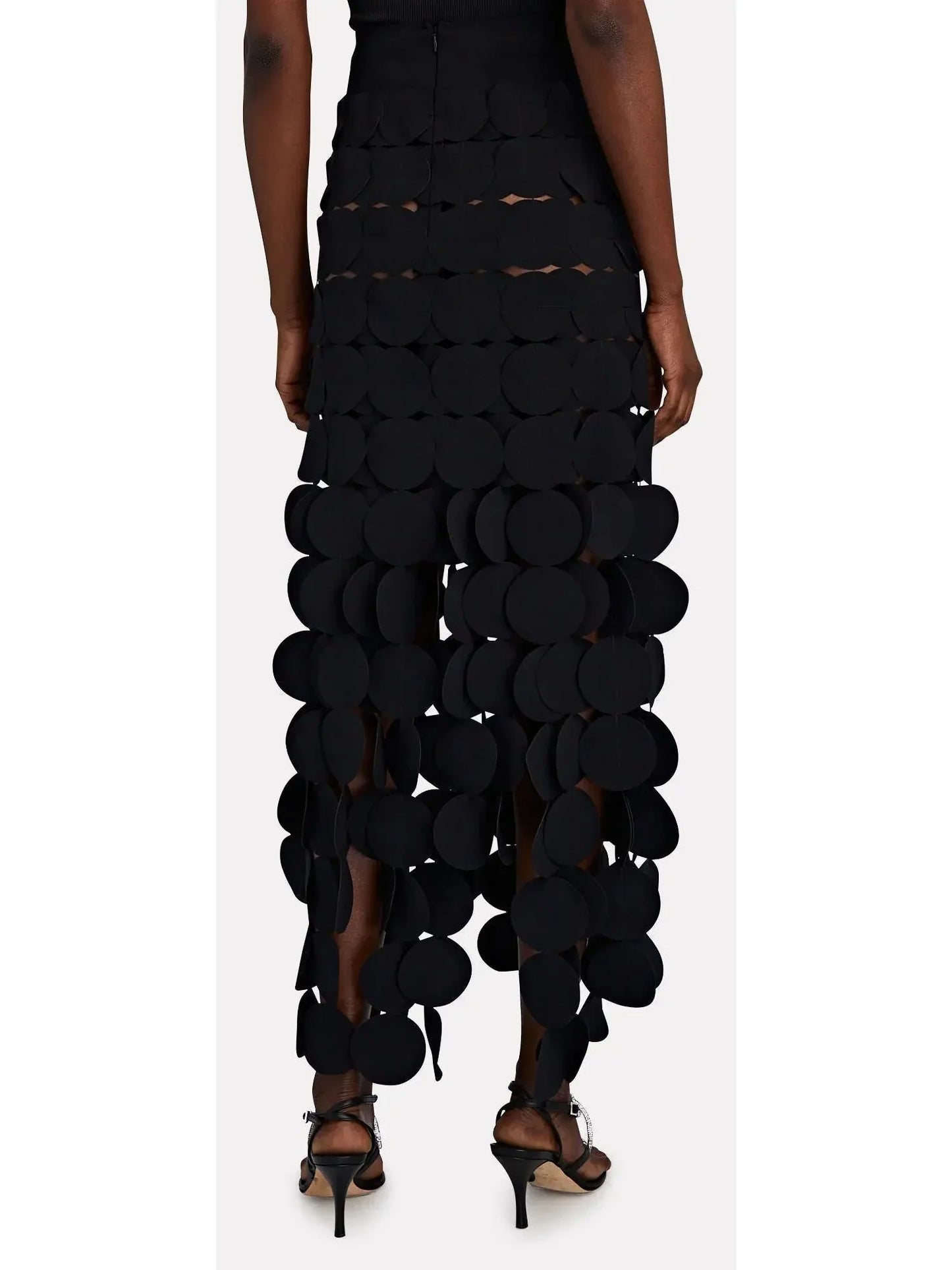 Laser-Cut Layered Circle Skirt in Black - Skirts