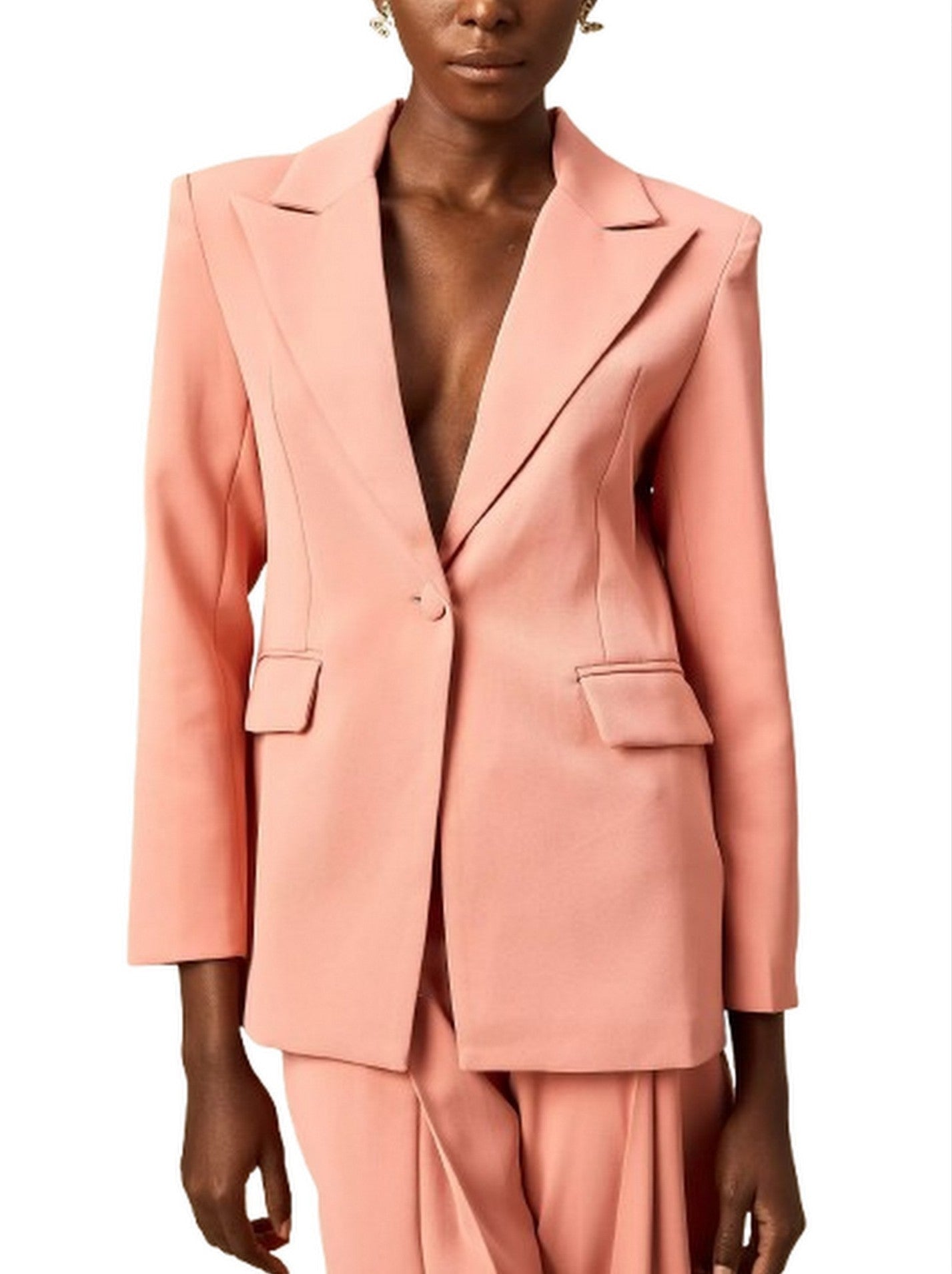 Laser-Cut Single-Breasted Blazer and Wide-Leg Pant Set - Suits & Sets