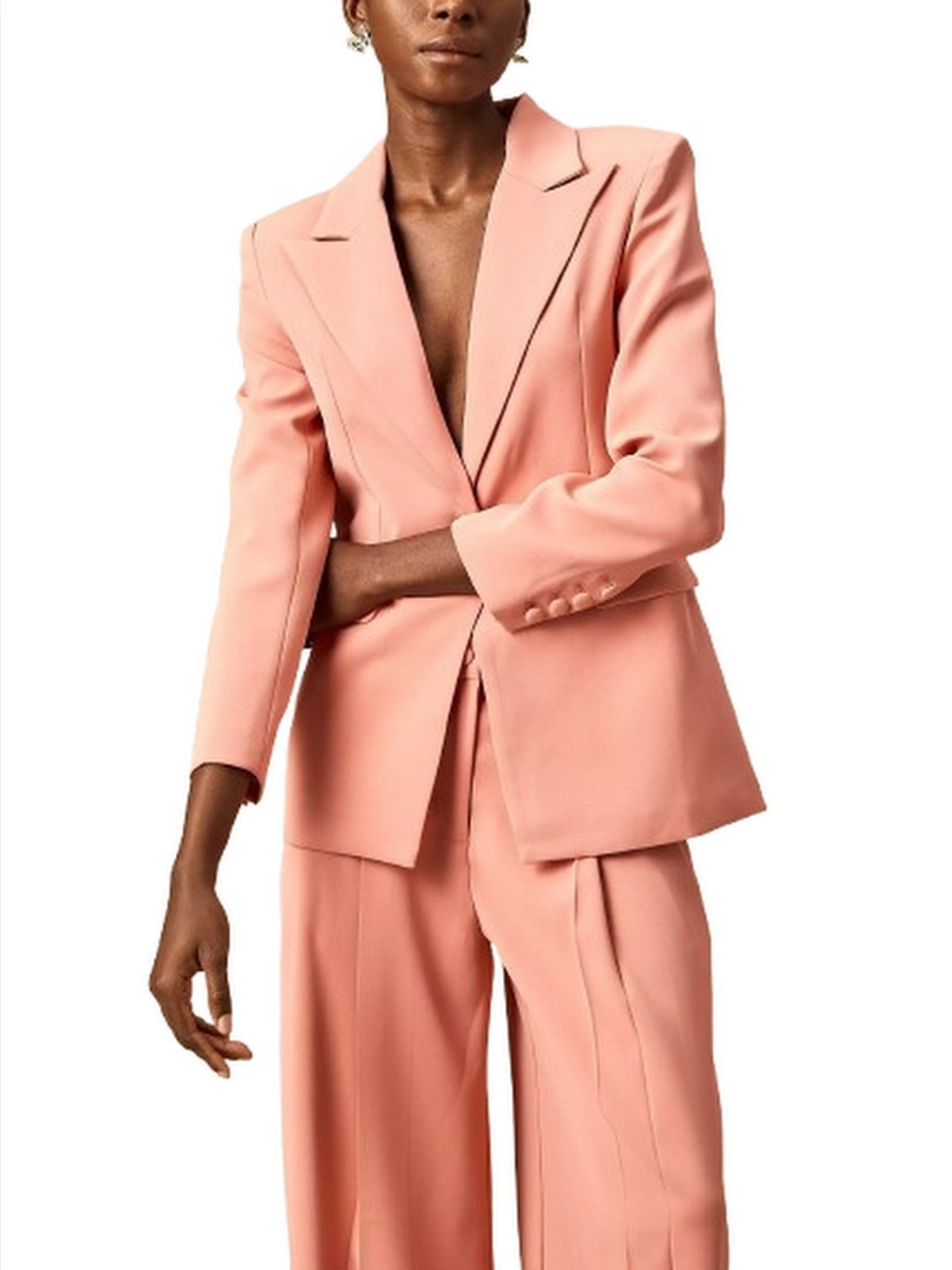 Laser-Cut Single-Breasted Blazer and Wide-Leg Pant Set - Suits & Sets