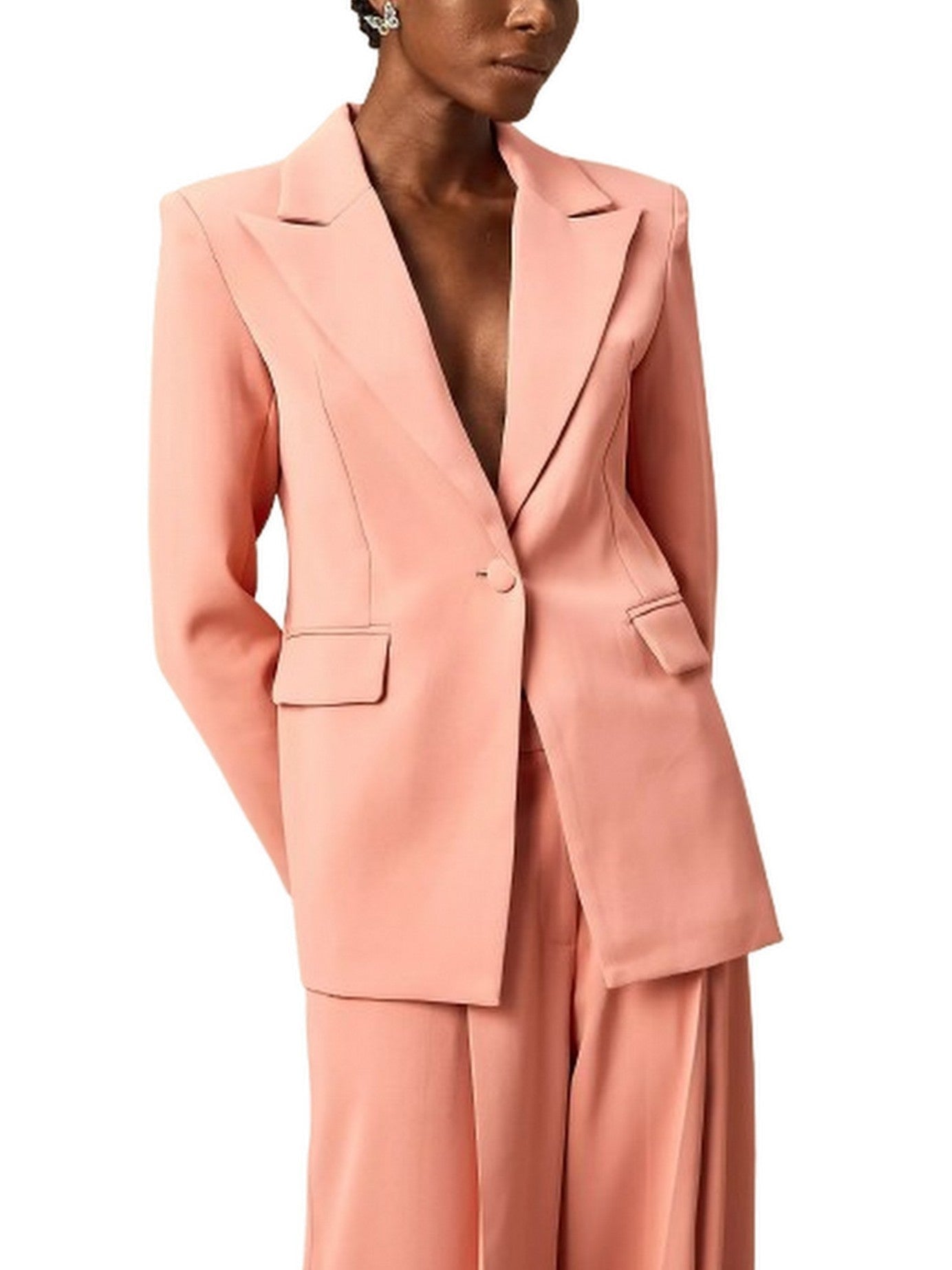 Laser-Cut Single-Breasted Blazer and Wide-Leg Pant Set - Suits & Sets