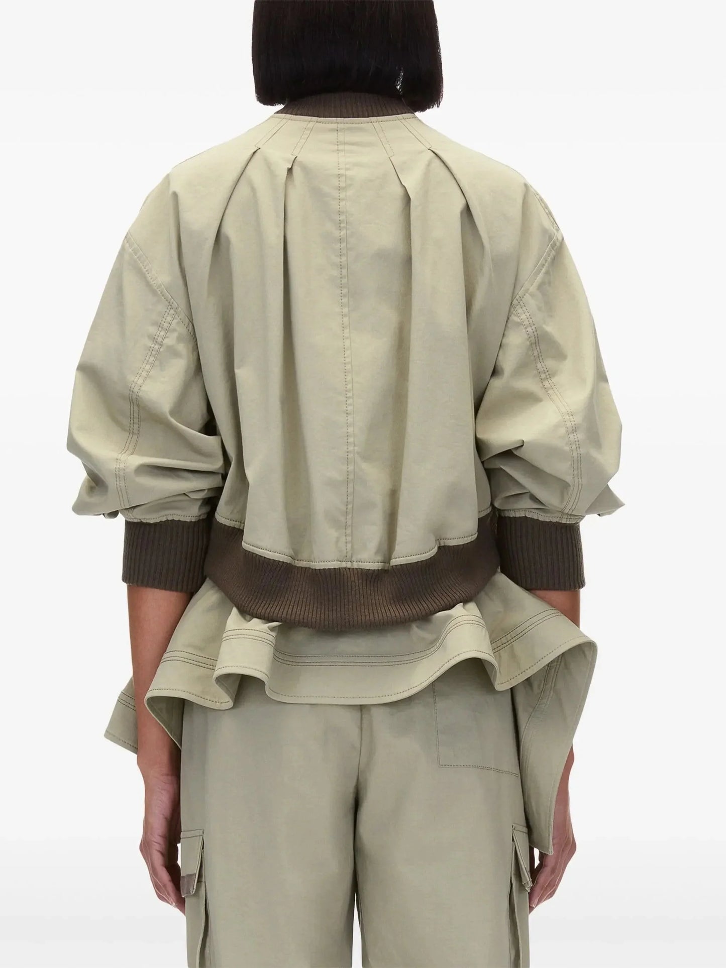 Layered Cotton-Blend Jacket in Sage Green - Jackets