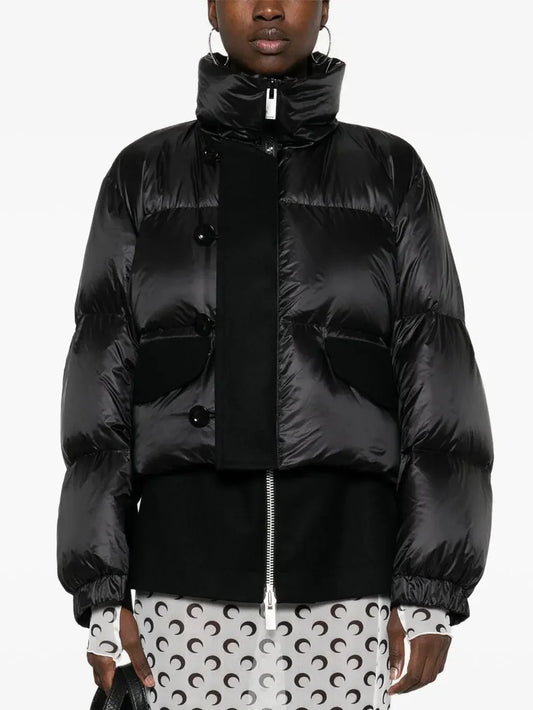 Layered Feather Down Jacket in Black - Jackets