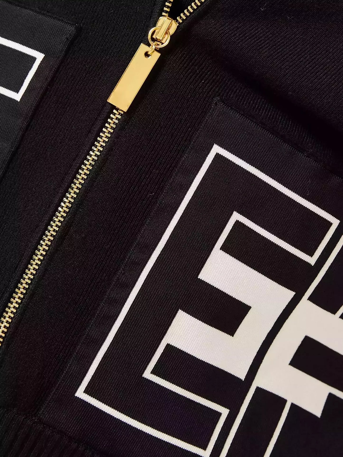 Letter Knit Print Zip Cardigan in Black - Sweaters & Knitwear