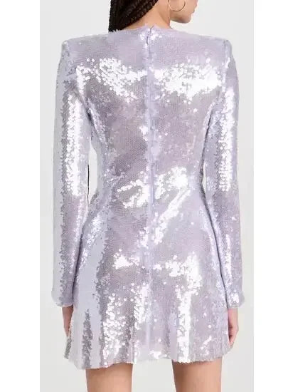 Lilac Sequin Gathered Mini Dress - Dresses