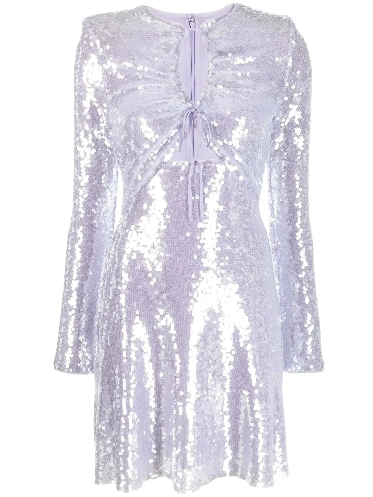 Lilac Sequin Gathered Mini Dress - Dresses