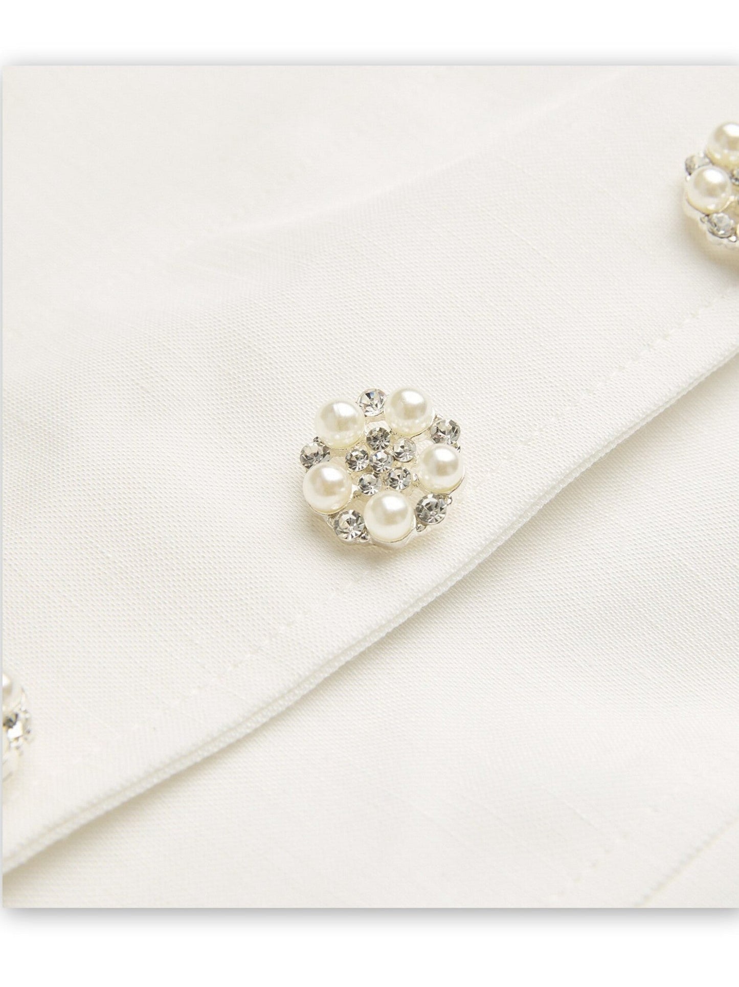 Linen-Blend Strapless Top with Jewel Buttons - Tops