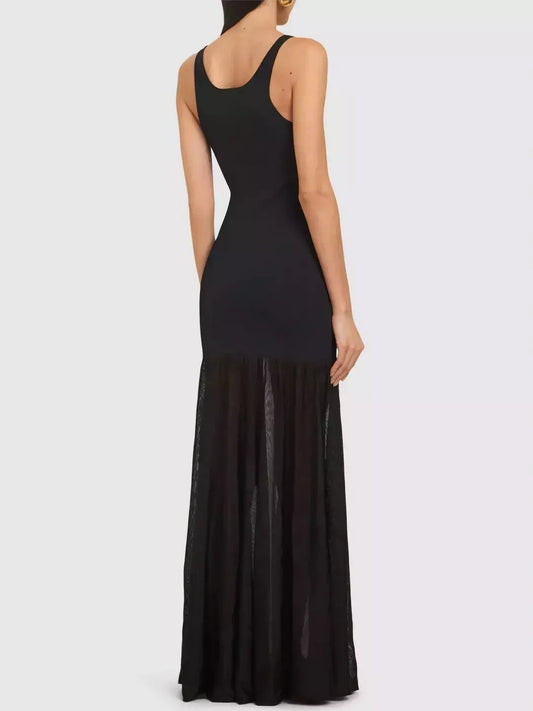 Long Black Evening Tank Dress - Dresses