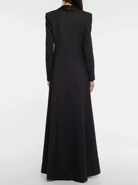 Long Black Single-Breasted Blazer Coat - Coats