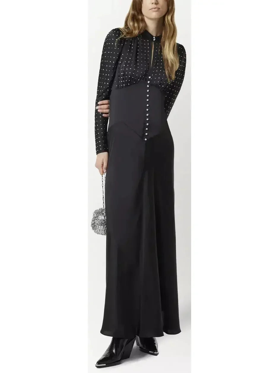 Long Crystal-Embellished Dress - Dresses