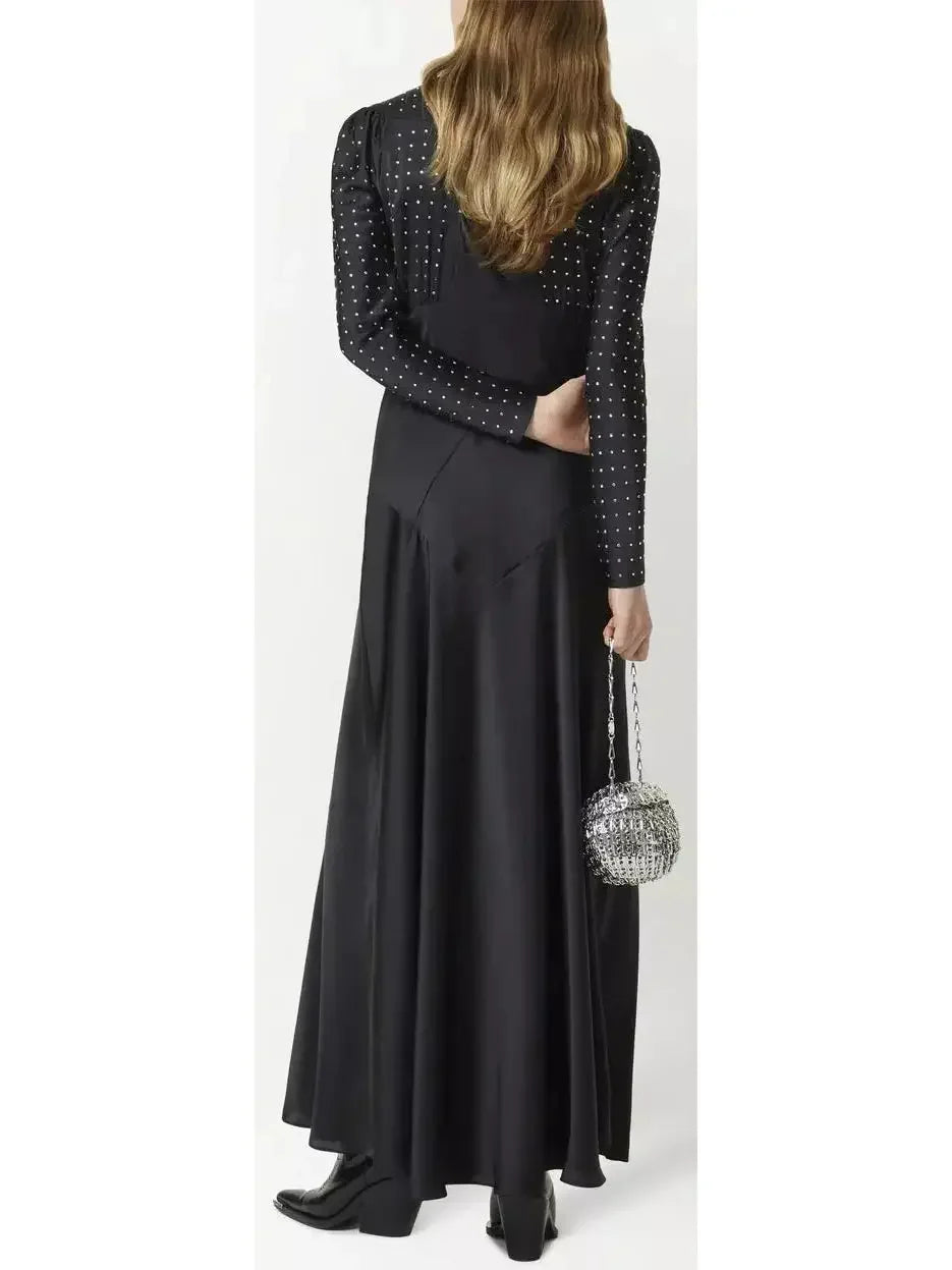 Long Crystal-Embellished Dress - Dresses