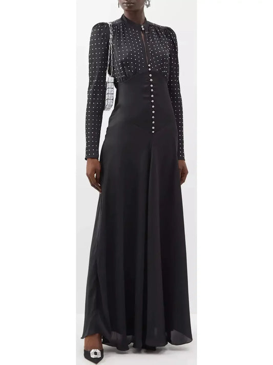 Long Crystal-Embellished Dress - Dresses