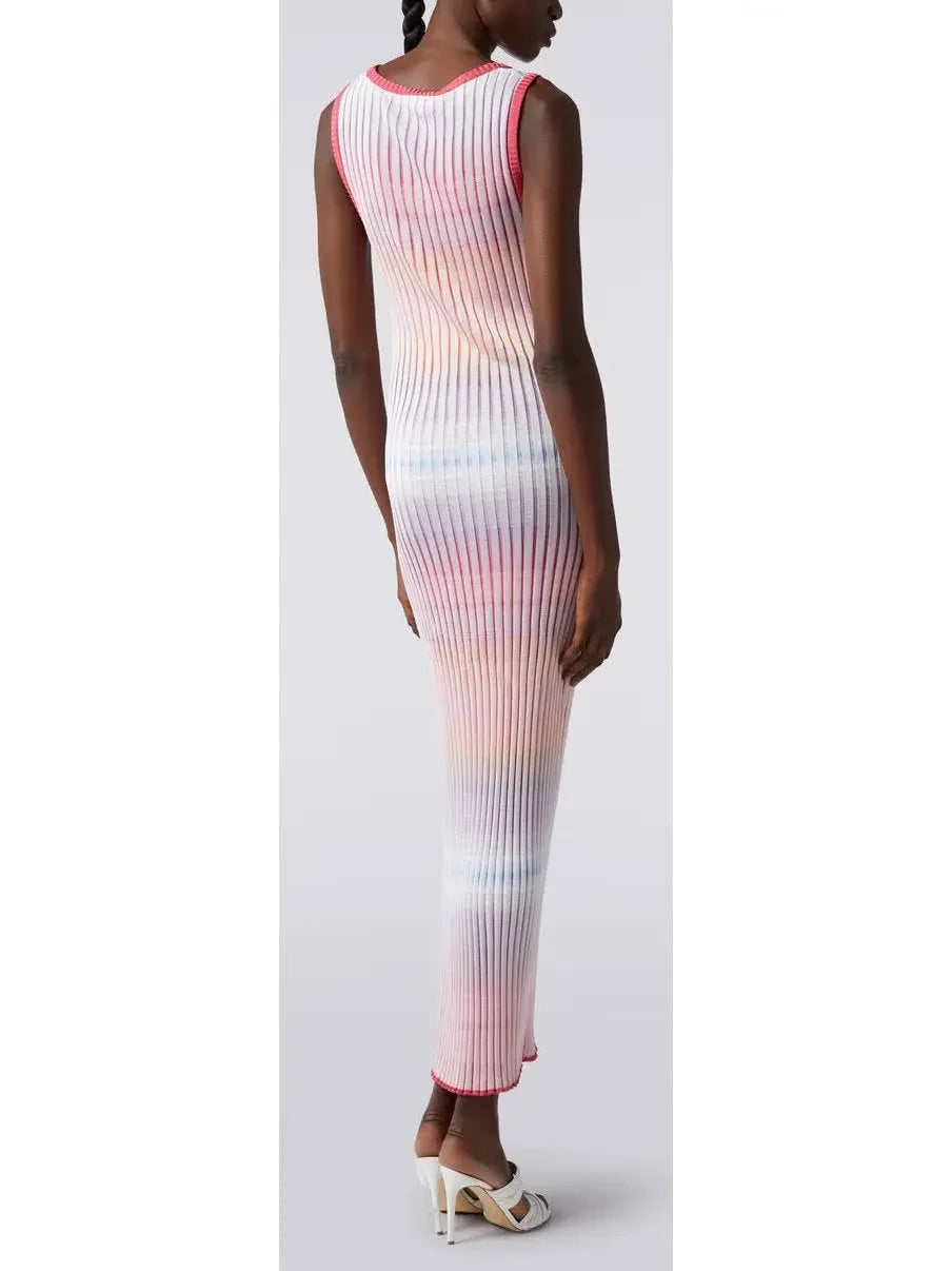Long Dress in Ribbed Viscose - Dresses