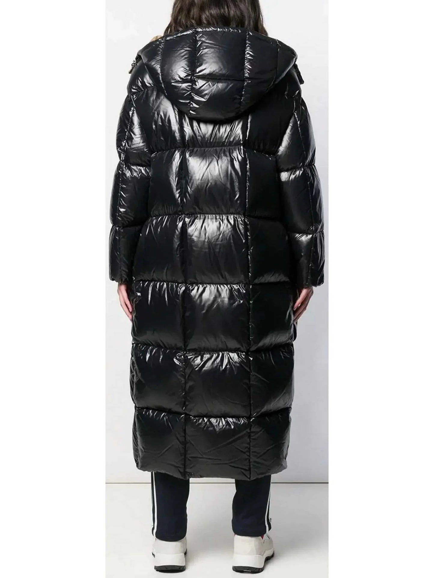 Long Puffer Coat in Black - Coats