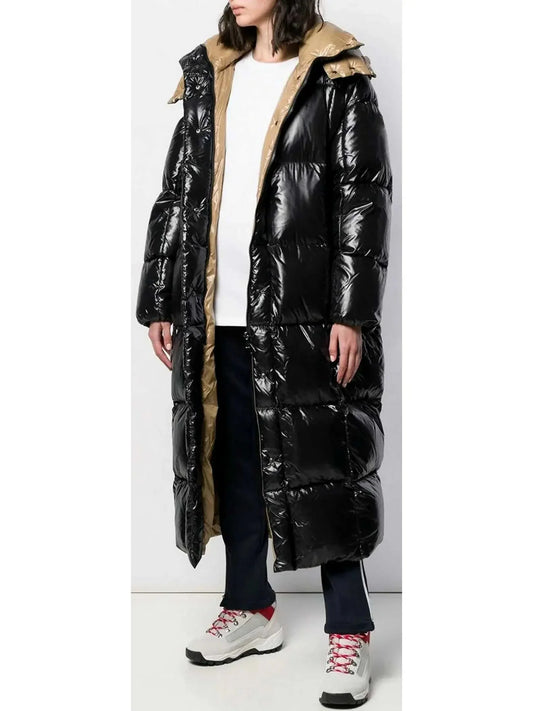 Long Puffer Coat in Black - Coats