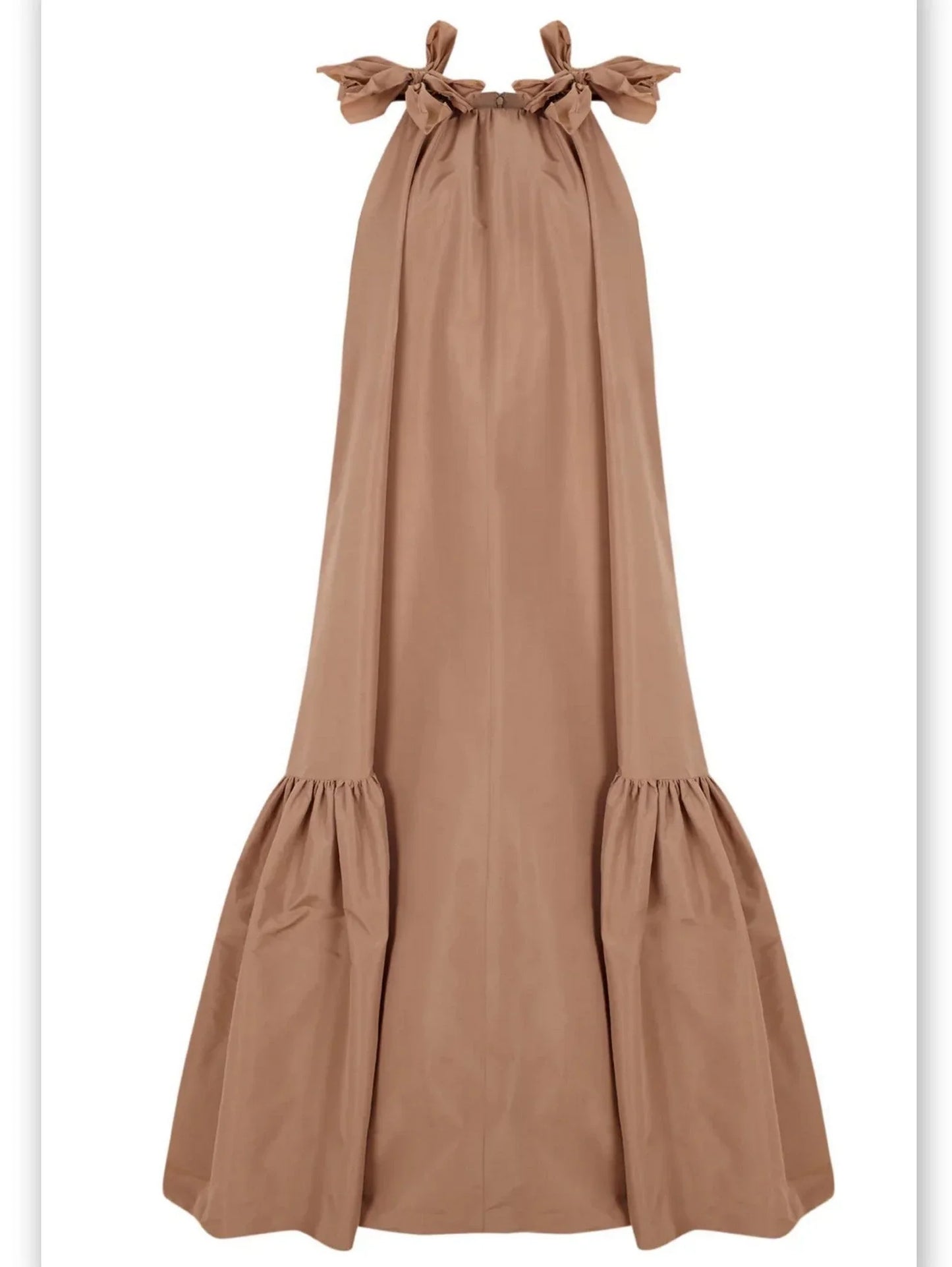 Long Taffeta Maxi Dress with Bows - Dresses